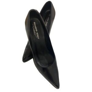 ELIZABETH STUART Women’sBlack Leather Pointed Platform Pumps US Sz 7.5 Euro 37.5